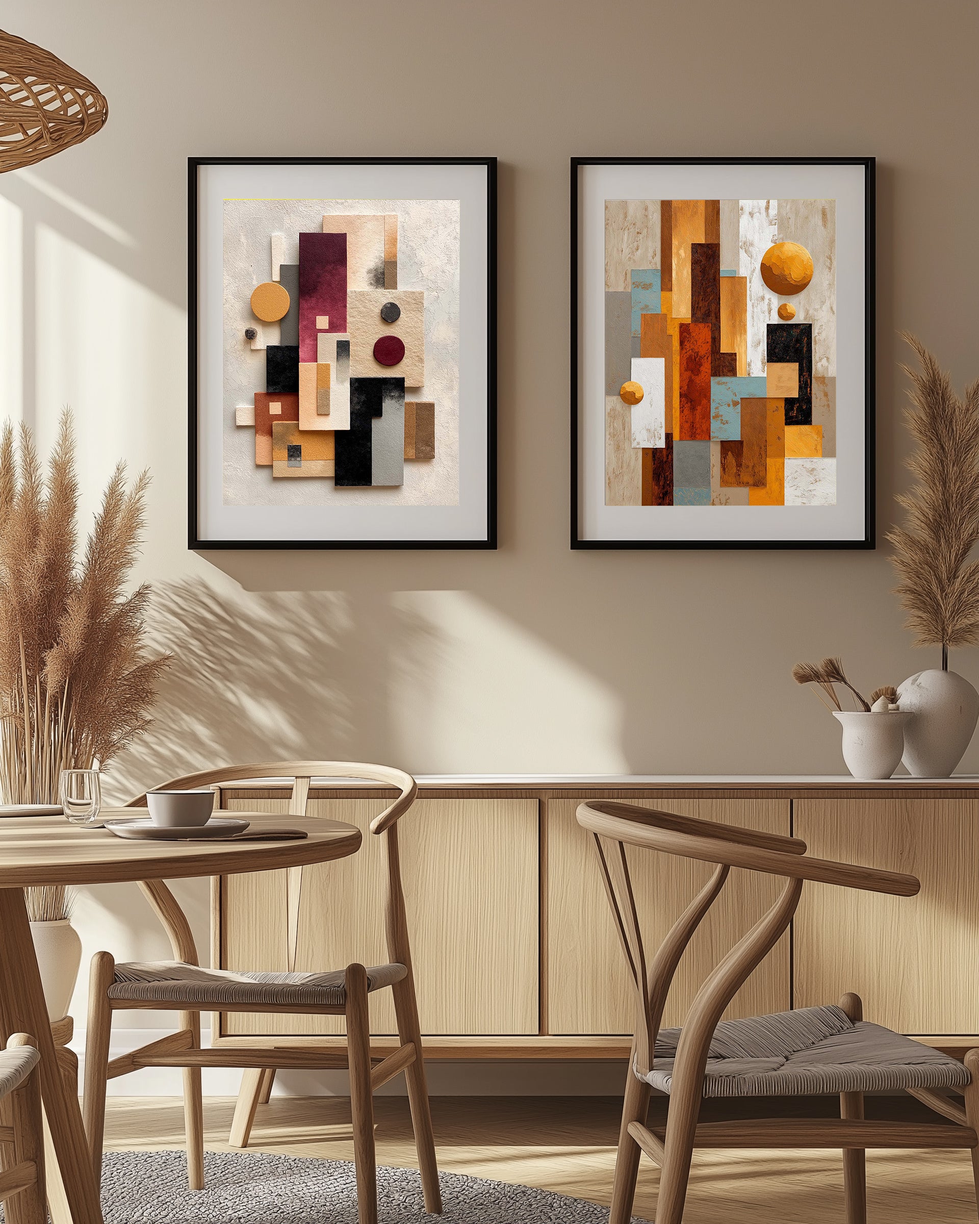 Desert & Clay Pair | Abstract Desert Wall Art Set of 2