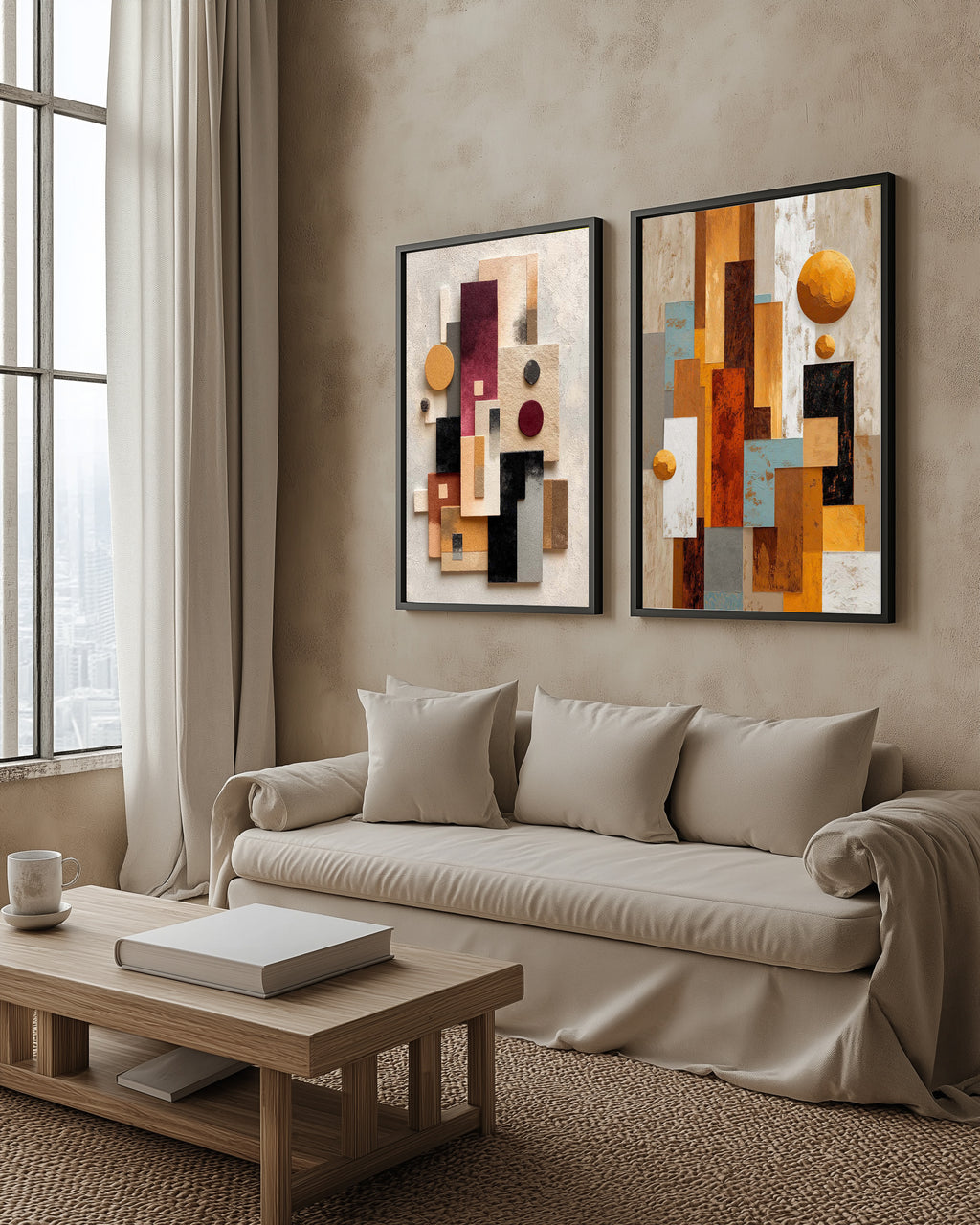 Desert & Clay Pair | Abstract Desert Wall Art Set of 2