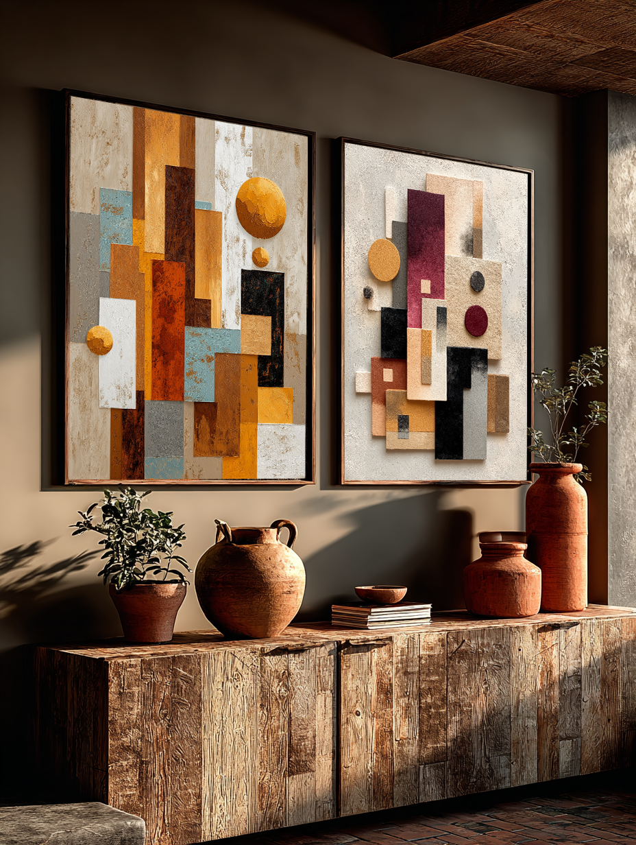 Desert & Clay Pair | Abstract Desert Wall Art Set of 2