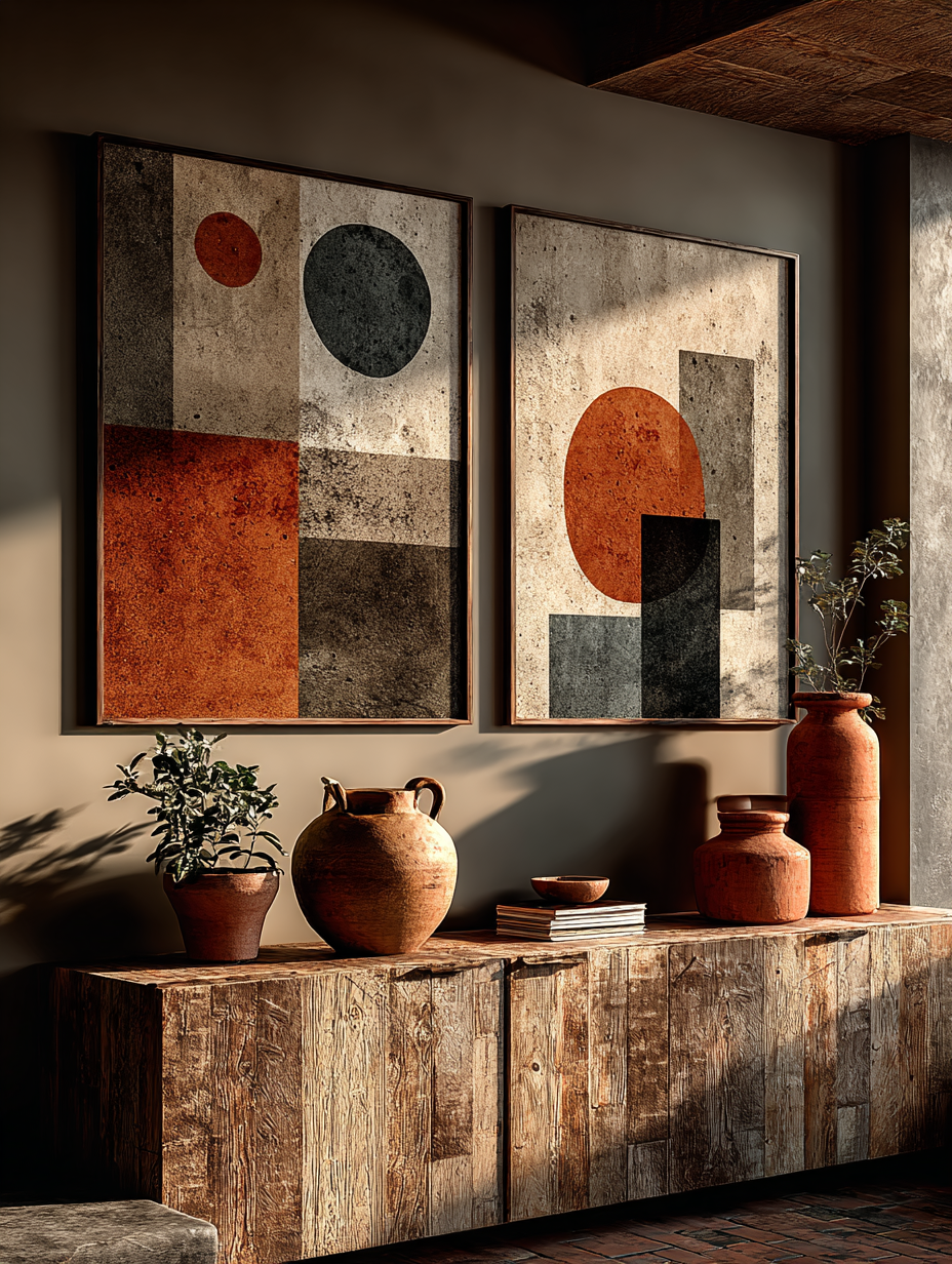 Desert & Clay Pair | Abstract Desert Wall Art Set of 2