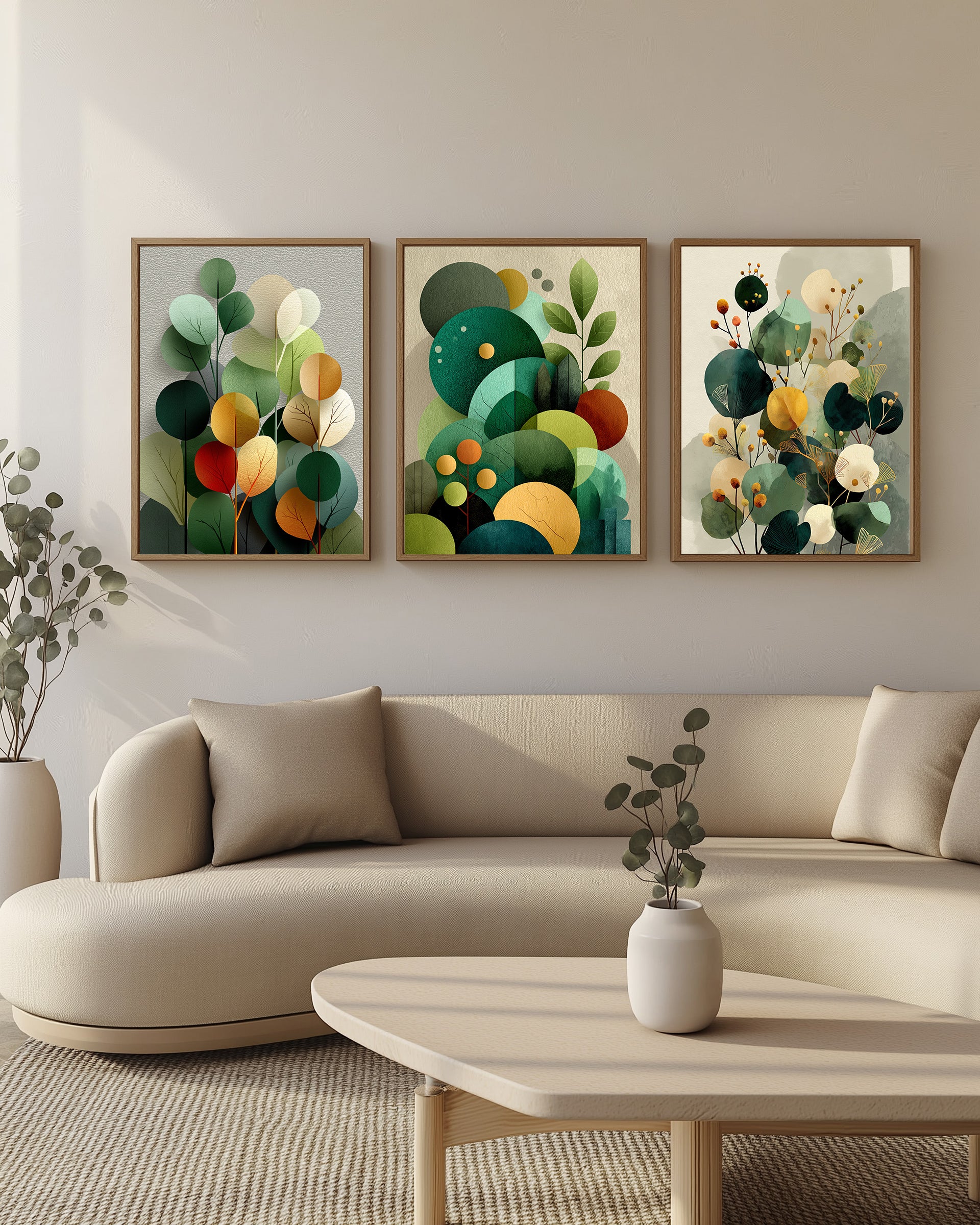 Botanical Calm Trio – 3-Piece Wall Art Set Deluxe