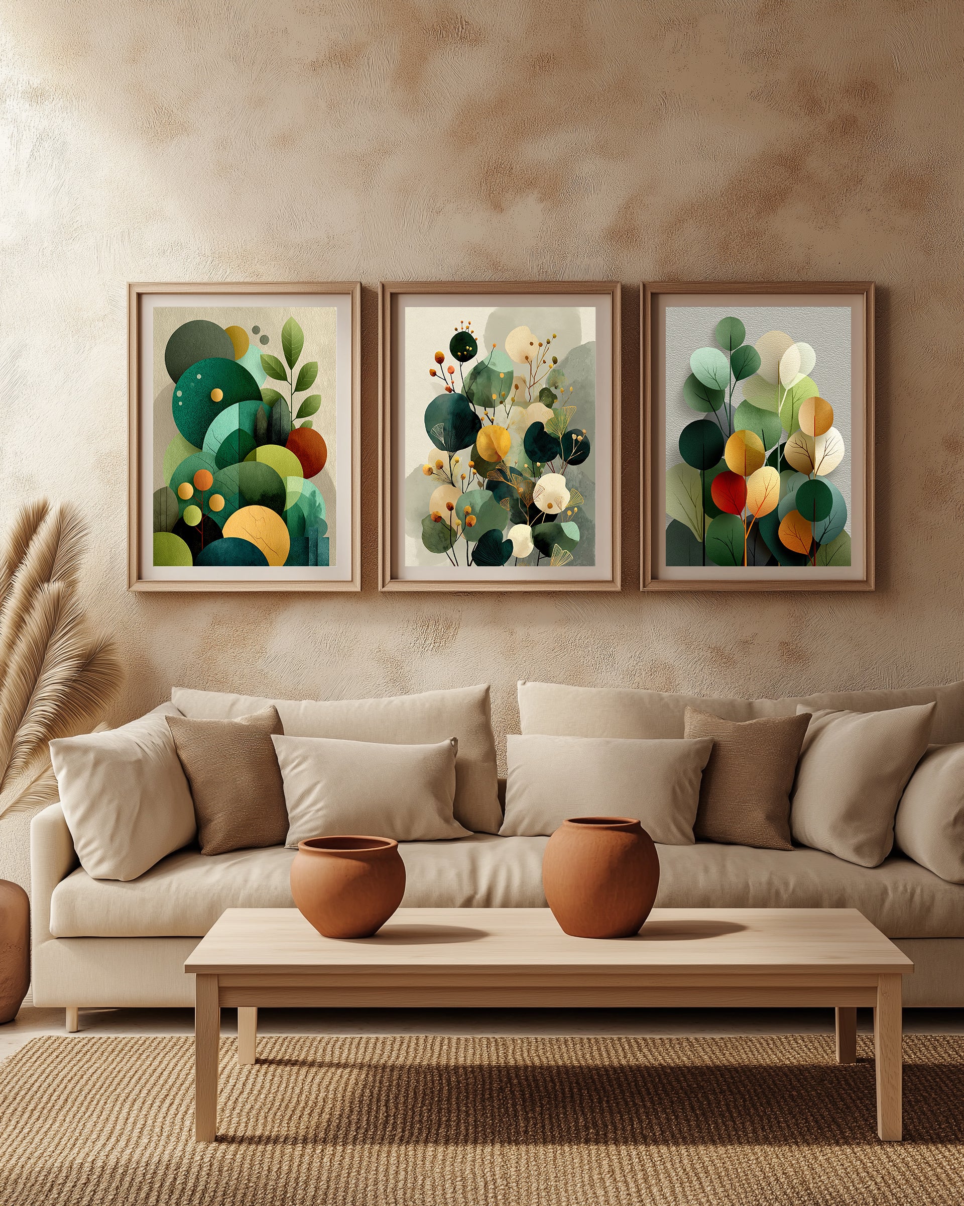 Botanical Calm Trio – 3-Piece Wall Art Set Deluxe