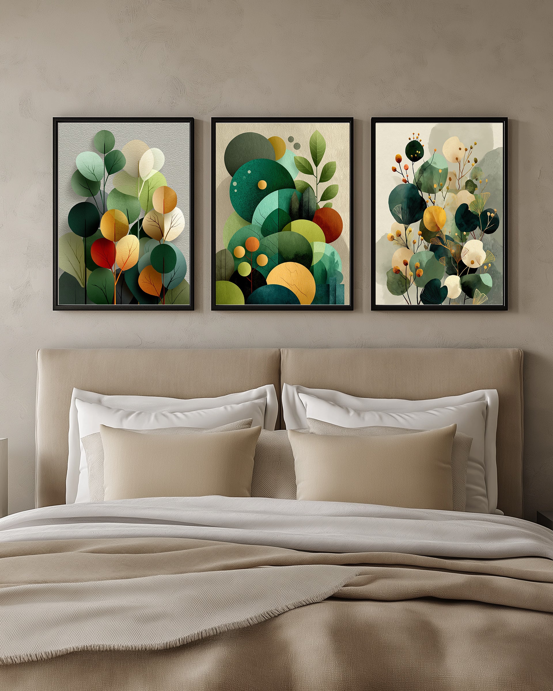 Botanical Calm Trio – 3-Piece Wall Art Set Deluxe