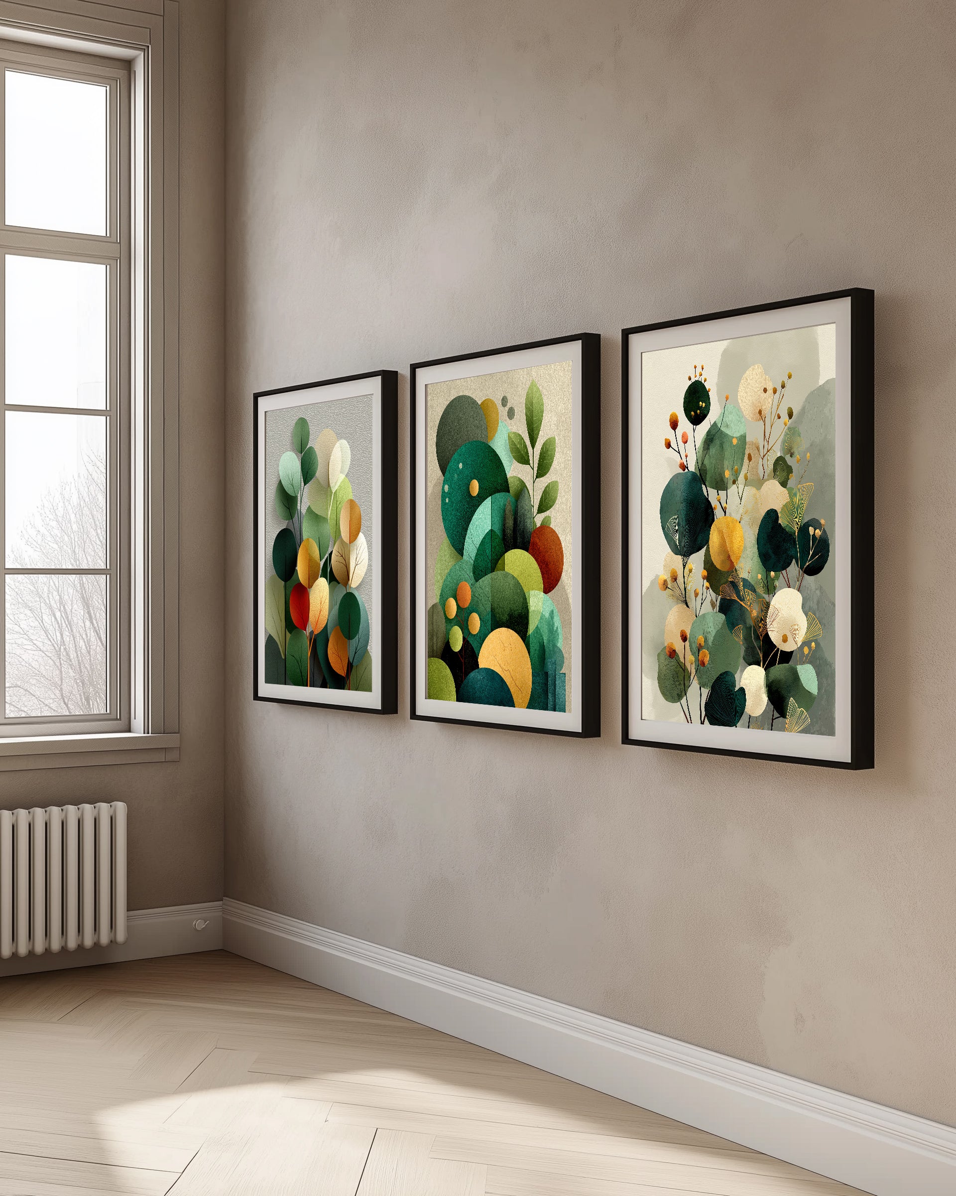 Botanical Calm Trio – 3-Piece Wall Art Set Deluxe