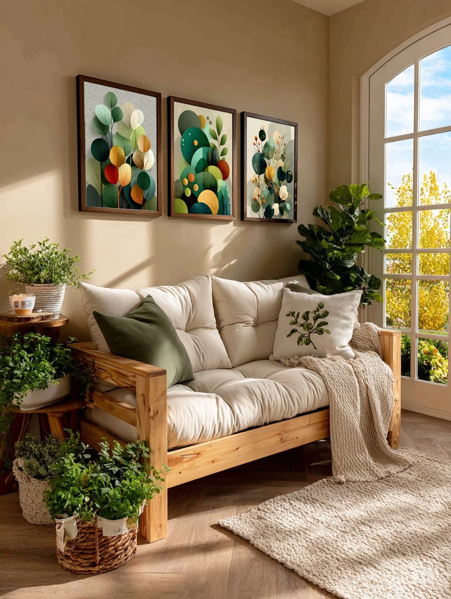 Botanical Calm Trio – 3-Piece Wall Art Set Deluxe